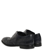 Dolce & Gabbana Blue Leather Derby Wingtip Formal Shoes