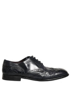 Dolce & Gabbana Blue Leather Derby Wingtip Formal Shoes
