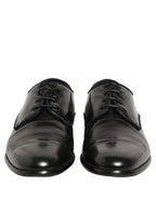 Dolce & Gabbana Black Leather Men Derby Dress Formal Shoes