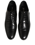 Dolce & Gabbana Black Leather Men Derby Dress Formal Shoes