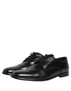 Dolce & Gabbana Black Leather Men Derby Dress Formal Shoes