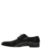 Dolce & Gabbana Black Leather Men Derby Dress Formal Shoes