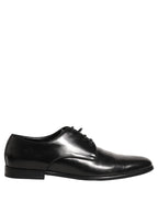 Dolce & Gabbana Black Leather Men Derby Dress Formal Shoes