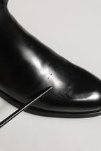 Dolce & Gabbana Black Leather Logo Buckle Mid Calf Boots Shoes