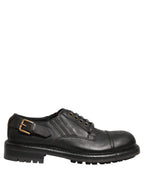 Dolce & Gabbana Dress Black Leather Lace Up Derby Men Shoes