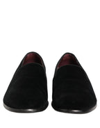 Dolce & Gabbana Black Velvet Cotton Loafers Formal Dress Shoes