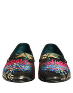 Dolce & Gabbana Black Jacquard Floral Loafers Men Dress Shoes