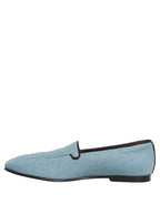 Dolce & Gabbana Blue Woven Men Slip On Dress Loafers Shoes