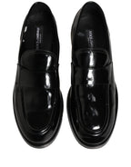 Dolce & Gabbana Black Leather Formal Men Dress Loafers Shoes