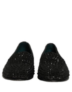 Dolce & Gabbana Black Rhinestone Embellished Loafers Shoes