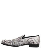 Dolce & Gabbana White Sequined Formal Slip On Loafers Shoes