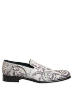 Dolce & Gabbana White Sequined Formal Slip On Loafers Shoes