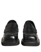 Dolce & Gabbana Black Calfskin Leather Men Dress Loafers Shoes