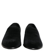 Dolce & Gabbana Black Velvet Loafers Formal Men Dress Shoes