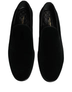 Dolce & Gabbana Black Velvet Loafers Formal Men Dress Shoes