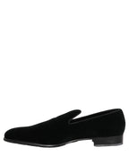 Dolce & Gabbana Black Velvet Loafers Formal Men Dress Shoes