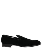 Dolce & Gabbana Black Velvet Loafers Formal Men Dress Shoes