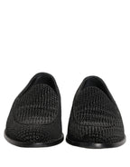 Dolce & Gabbana Black Logo Monogram Men Dress Loafers Shoes