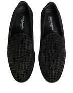Dolce & Gabbana Black Logo Monogram Men Dress Loafers Shoes