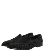Dolce & Gabbana Black Logo Monogram Men Dress Loafers Shoes