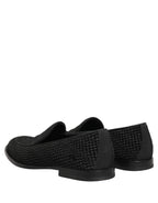 Dolce & Gabbana Black Logo Monogram Men Dress Loafers Shoes