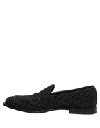 Dolce & Gabbana Black Logo Monogram Men Dress Loafers Shoes