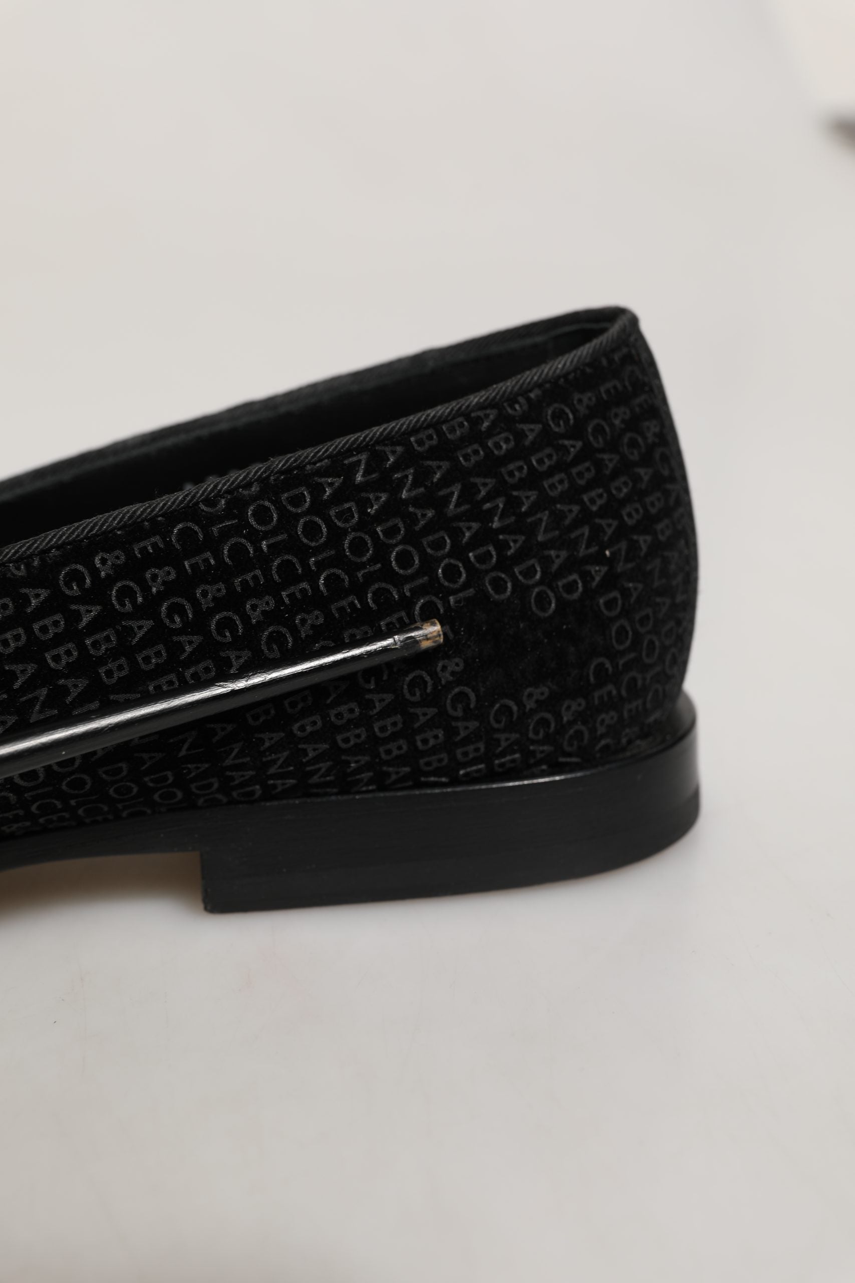 Dolce & Gabbana Black Logo Monogram Men Dress Loafers Shoes