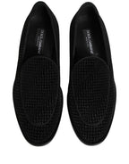 Dolce & Gabbana Black Logo Monogram Men Dress Loafers Shoes