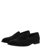 Dolce & Gabbana Black Logo Monogram Men Dress Loafers Shoes