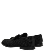 Dolce & Gabbana Black Logo Monogram Men Dress Loafers Shoes