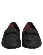 Dolce & Gabbana Black Floral Brocade Men Dress Loafers Shoes