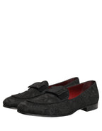Dolce & Gabbana Black Floral Brocade Men Dress Loafers Shoes
