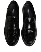 Dolce & Gabbana Black Leather Formal Men Dress Loafers Shoes