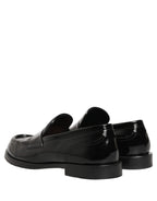 Dolce & Gabbana Black Leather Formal Men Dress Loafers Shoes