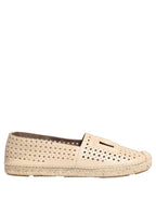 Dolce & Gabbana Beige Leather Cutout Logo Espadrilles Shoes