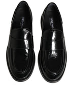 Dolce & Gabbana Black Leather Formal Men Dress Loafers Shoes