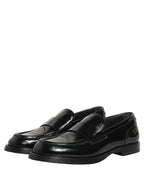 Dolce & Gabbana Black Leather Formal Men Dress Loafers Shoes