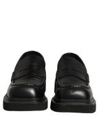 Dolce & Gabbana Black Calfskin Leather Men Dress Loafer Shoes