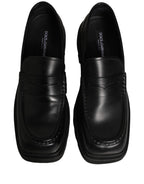 Dolce & Gabbana Black Calfskin Leather Men Dress Loafer Shoes