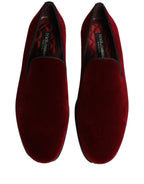 Dolce & Gabbana Maroon Velvet Slip On Dress Loafers Shoes