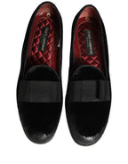 Dolce & Gabbana Black Velvet Loafers Formal Men Dress Shoes