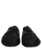 Dolce & Gabbana Black Woven Leather Slip On Loafers Men Shoes