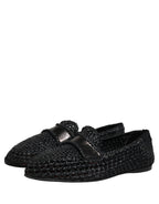 Dolce & Gabbana Black Woven Leather Slip On Loafers Men Shoes