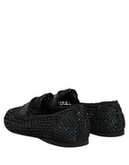 Dolce & Gabbana Black Woven Leather Slip On Loafers Men Shoes