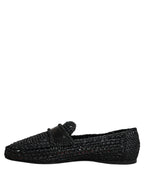 Dolce & Gabbana Black Woven Leather Slip On Loafers Men Shoes