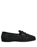 Dolce & Gabbana Black Woven Leather Slip On Loafers Men Shoes