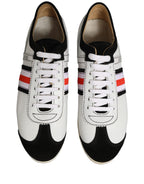 Dolce & Gabbana Black White Leather Suede Low Top Sneakers Shoes