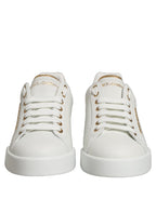 Dolce & Gabbana White Gold Embellished Low Top Sneakers Shoes