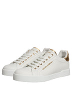 Dolce & Gabbana White Gold Embellished Low Top Sneakers Shoes