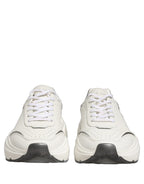 Dolce & Gabbana White Silver Daymaster Leather Low Top Sneakers Shoes